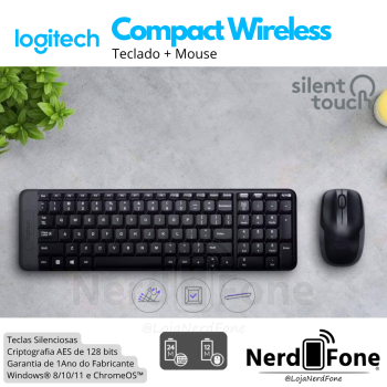 KIT TECLADO+MOUSE S/ FIO COMPACT WIRELESS MK220 LOGITECH