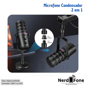 MICROFONE CONDENSADOR 2 em 1 TOMATE