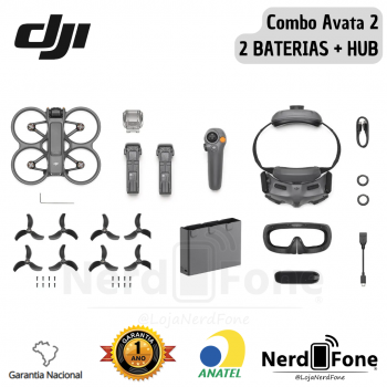 OFERTA - DRONE DJI AVATA 2 FLY MORE COMBO (2 BATERIA+HUB DE CARGA) BR