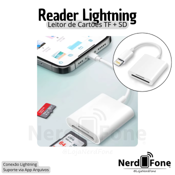 LEITOR DE CARTÃO TF + SD; CONECTOR LIGHTNING