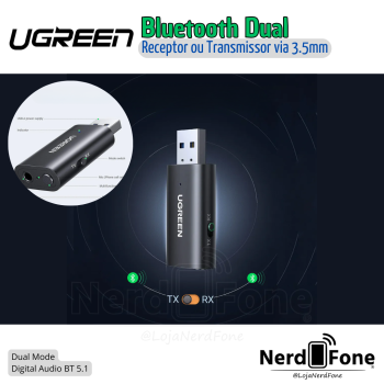 TRANSMISSOR/RECEPTOR BLUETOOTH USB-A 2 EM 1 UGREEN