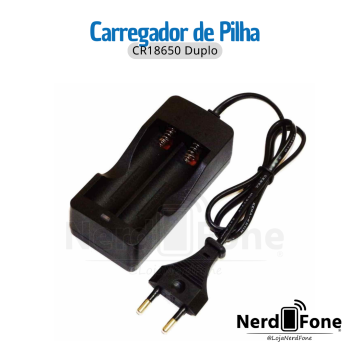 CARREGADOR DUPLO DE PILHA 18650