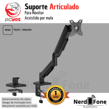 SUPORTE ARTICULADO PARA MONITOR PCYES; VESA 75x75 A 100x100 / SISTEMA MOLA