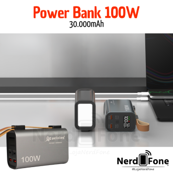 CARREGADOR BATERIA PORTATIL TURBO PD 100W; PEINING 30.000mAh