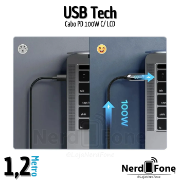 CABO TECH USB-C x USB-C 100W 1.2M HR; C/ LCD