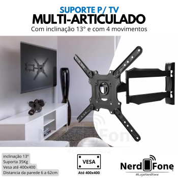 SUPORTE TV TRI-ARTICULADO; VESA ATÉ 400x400
