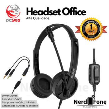 FONE HEADSET OFFICE C/ CABO P2 3.5MM PCYES