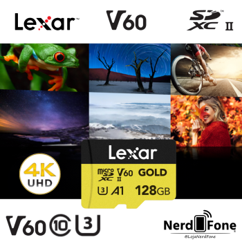 CARTÃO SD LEXAR PROFESSIONAL GOLD; CLASSE 10 UHS-II V60 U3 128GB