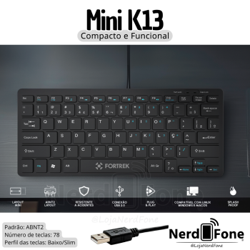 TECLADO MULTIMIDIA MINI OFFICE FORTREK