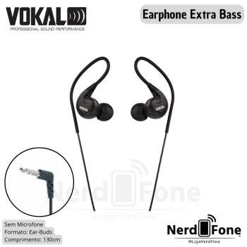 FONE DE OUVIDO IN EAR PRETO VOKAL; SEM MICROFONE