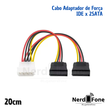 CABO ADAPTADOR DE FORÇA IDE x 2SATA 20CM