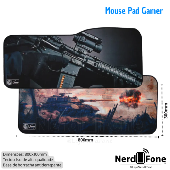 MOUSE PAD GAMER EXTRA GRANDE 80CMX30CMX3MM TANK / ARMY