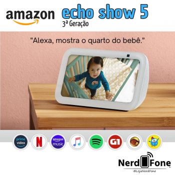 ALEXA AMAZON ECHO SHOW 5; 3ª GERAÇÃO BRANCA;