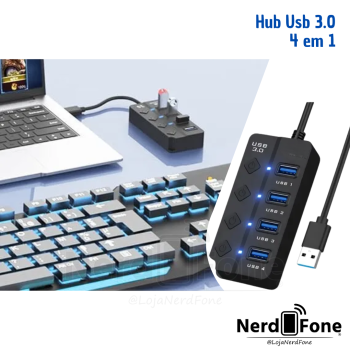 HUB USB 3.0 4 EM 1; ON/OFF