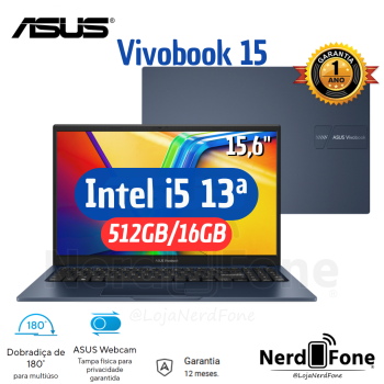 NOTEBOOK ASUS VIVOBOOK 15 15,6`; i5-1334U, 512GB/16GB, KEEP OS; COR: QUIET BLUE;