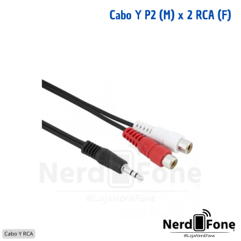 CABO DE ÁUDIO P2 3.5mm (M) x 2RCA (F) 25CM TOLVIA