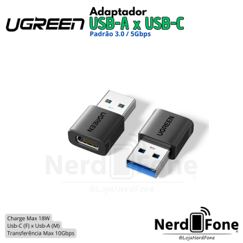 ADAPTADOR OTG 3.0 USB-A (M) x USB-C (F) UGREEN