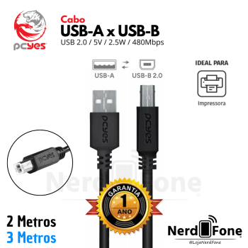 CABO USB-A 2.0 x USB-B IMPRESSORA PCYES
