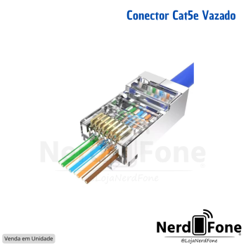 CONECTOR CAT5E RJ45 VAZADO / UNIDADE