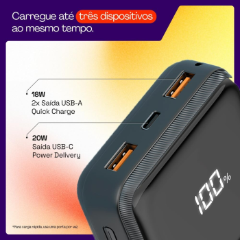 BATERIA PORTATIL TURBO 20W GEONAV; 20.000mAh PRETA