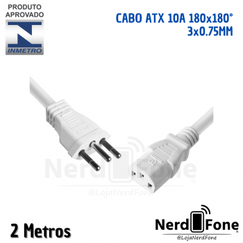 CABO DE FORÇA ATX TRIPOLAR 3x0.75MM; 2M 180x180° BRANCO