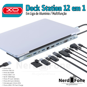 DOCK STATION USB-C MULTIFUNCIONAL 12 EM 1 XO