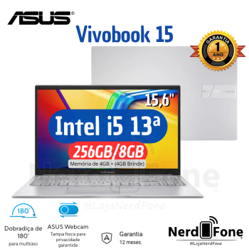 NOTEBOOK ASUS VIVOBOOK i5-1334U; 256GB/04GB, 15,6“ KEEP OS; COR: PRATA METALICO;