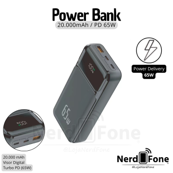 BATERIA PORTATIL TURBO 65W HR; 20.000mAh