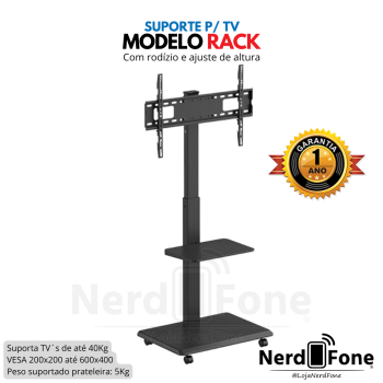 SUPORTE P/ TV RACK PEDESTAL MÓVEL PCYES