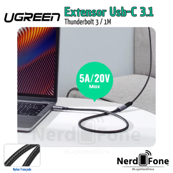 CABO EXTENSOR USB-C 3.2 THUNDERBOLT 3 1M UGREEN