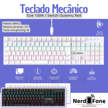TECLADO MECÂNICO GAMER GRAVITY FK;  100% FULL OUTEMU RED