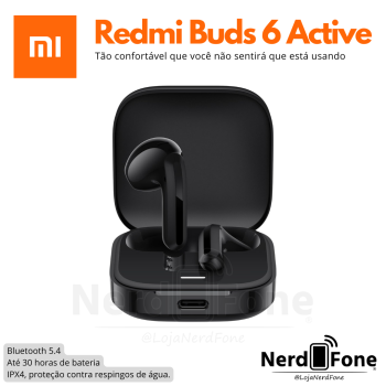 FONE TWS REDMI BUDS 6 ACTIVE PRETO