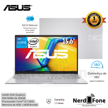 NOTEBOOK ASUS VIVOBOOK 15 COOL SILVER; 15,6`IPS; i5-1334U, RAM 4GB, NVME 256GB;