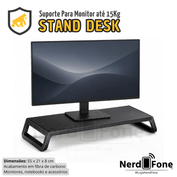 SUPORTE DE MESA STAND DESK ARMOR;  PARA MONITOR DE ATÉ 15KG PRETO