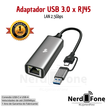 ADAPTADOR USB-C/A 3.0 x RJ45 2.5GBPS 5+