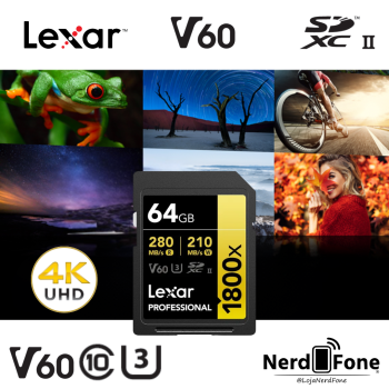 CARTÃO SD LEXAR PROFESSIONAL GOLD; CLASSE 10 UHS-II V60 U3