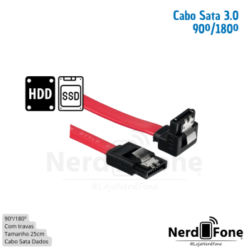 CABO DE DADOS SATA P/ HD 25CM 180º/90º PLUS CABLE