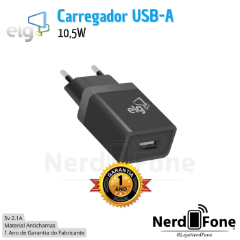 CARREGADOR USB-A 5V 2.1A ELG