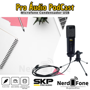 MICROFONE CONDENSADOR USB PODCAST SKP