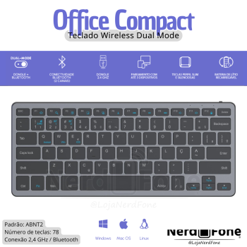 TECLADO WIRELESS FK COMPACT BT + 2.4GHZ