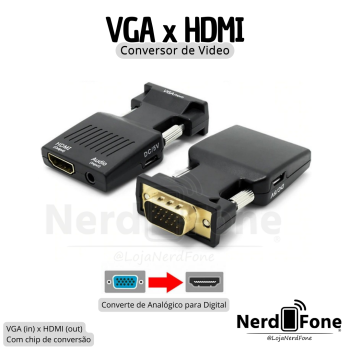 CONVERSOR VGA ALIMENTADO C/ ÁUDIO x HDMI