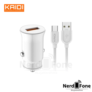 KIT CARREGADOR VEICULAR 3.0A 18W; CABO 1M USB-C