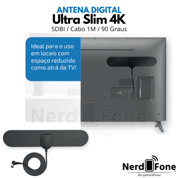 ANTENA INTERNA ULTRA SLIM P/ TV DIGITAL CABO 1M PIX