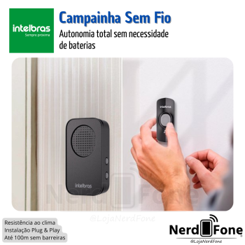 CAMPAINHA S/ FIO COM BATERIA; INTELBRAS