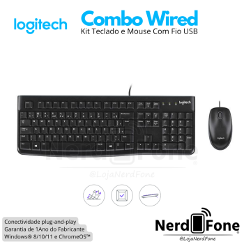 KIT TECLADO E MOUSE USB MK120 PRETO LOGITECH