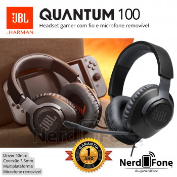FONE HEADSET GAMER JBL QUANTUM 100 BLACK