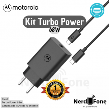 KIT CARREGADOR MOTOROLA; TURBO POWER 68W USB-C;  CABO USB-C 1M