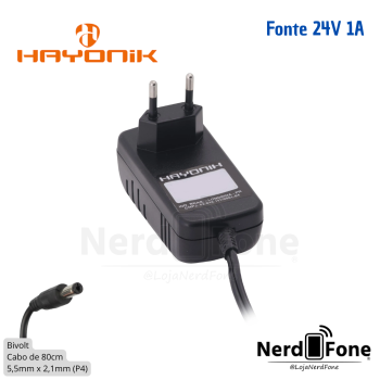 FONTE DE ALIMENTAÇÃO 24V 1A P4 HAYONIK