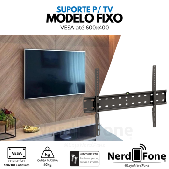 SUPORTE TV FIXO TRILHO PIX; VESA 600x400