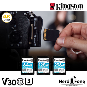 CARTÃO SD KINGSTON CANVAS GO PLUS; V30 U3 4K P/ CÂMERA; 170MB/S